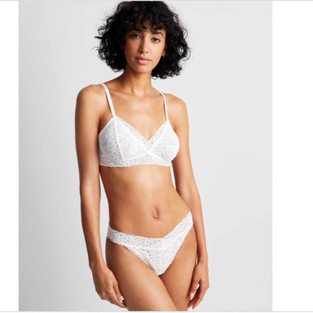 State of Day Women's Lace Thong Underwear,  Bright White, XL, NWT
